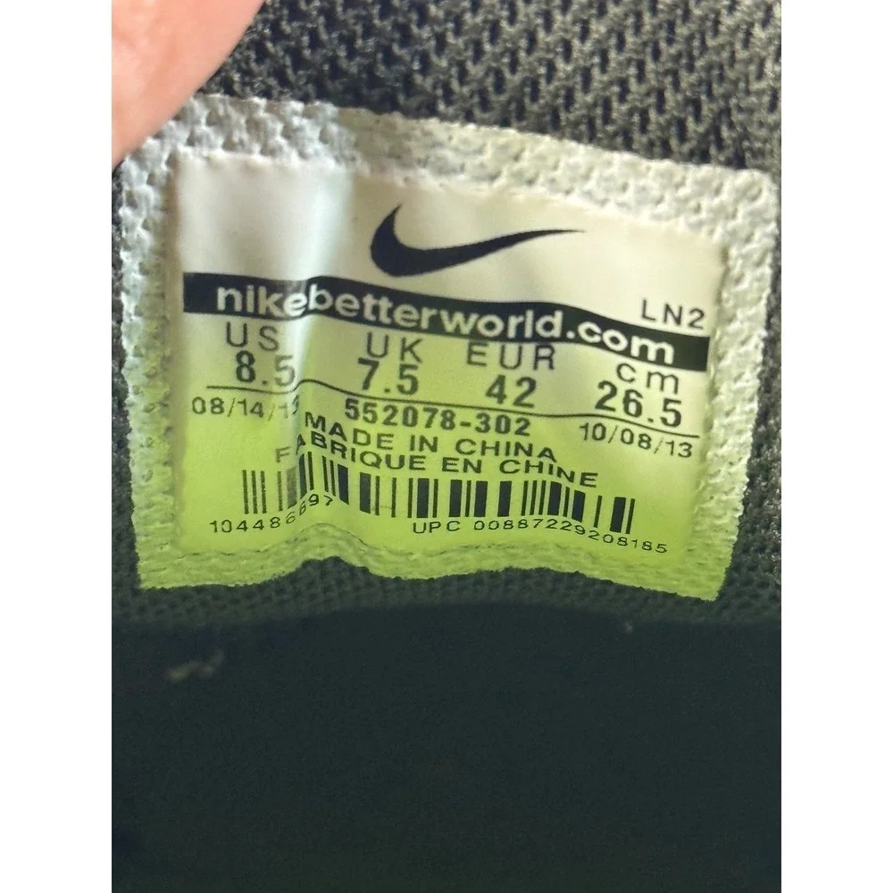 Nike Lunarlon Canvas Sneakers Olive Green Men's‎ Size 8.5 Lace Up Shoes
